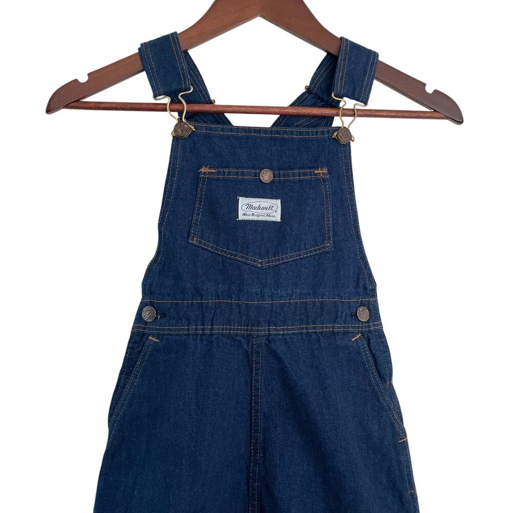 Vintage 80s 90s Madewell Denim Overall Dress Girls Size 10 Blue Jean Jumper